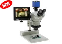 26800B-353 SPZHT-135 Stereo Zoom Trinocular Microscope on Stand PLED with HD Monitor